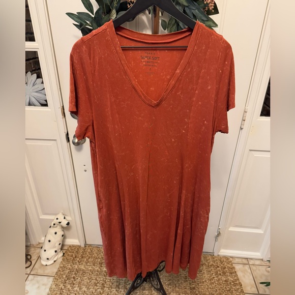 Torrid Super Soft Line Rust Color Jersey Knit T Shirt Dress SS 2 2X - Picture 1 of 7